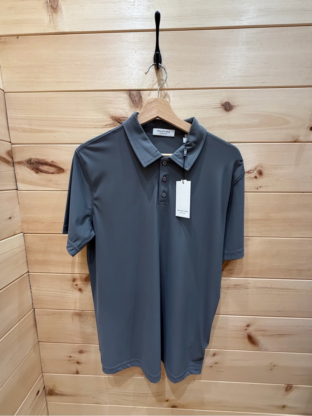Projek Raw Short Sleeve Polo in Charcoal Gray